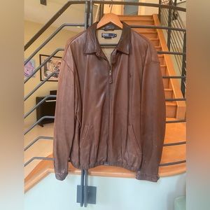Men’s brown polo leather jacket XL